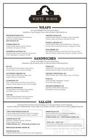 The White Horse Restaurant Bar Menu In St Cloud Minnesota Usa