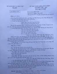 Buổi sáng 10/6/2021 các thí sinh dự thi môn thi đầu tiên là môn ngữ văn, buổi chiều là môn thi tiếng anh bắt đầu từ 14h30. Ä'á» Mon VÄƒn Thi Vao Lá»›p 10 á»Ÿ Ha Ná»™i 2020 Va Ä'ap An Tham Kháº£o Vietnamnet