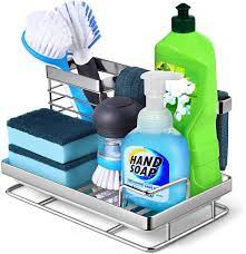 Product titlealltopbargains kitchen sink caddy organizer sponge d. Homemaxs Sponge Holder For Sink Caddy Sponge Soap Brush Holder With Innovative Storage 304 Stainless Steel Kitchen Sink Organizer Walmart Com Walmart Com