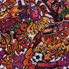 Monster rancher ds graffiti came back taller & stronger with techniques more effective than ever before. Baumwolljersey Jersey Cool Graffiti Monster Auto Weiss Rot Pink Orange 1 5m Breite Schoner Leben Dein Lieblingsladen Im Netz