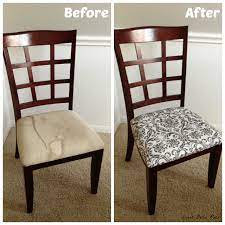 Remove old fabric by pulling out the staples. Dining Room Makeover Before After Fabric Dining Room Chairs Dining Room Makeover Dinning Room Chairs