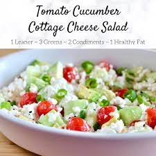 Tomato Cucumber Cottage Cheese Salad Lean Protein Meals Lean And Green Meals Cottage Cheese Salad