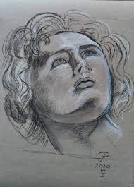 Mój dzisiejszy rysunek. Przyślijcie proszę Wasze :) pamiętajcie o kuli i  walcu jako formach przydatnych podczas rysunku głowy. Myślcie przestrzennie.