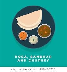Dosa Vector Illustration South Indian Dosa Sambhar And Chutney Concept Indian Cuisine Meal Dish Food Artwork Indian Illustration Restaurant Poster