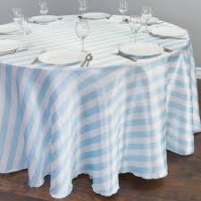 120 In Round Baby Blue White Striped Satin Tablecloth Table Cloth Blue And White Baby Blue