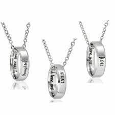 1pc snless steel ring necklace mom