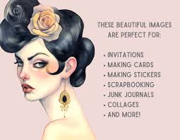 Watercolour Vintage Glam Girl Clipart Flapper Girl 1920s PNG Digital Image  Downloads for Card Making Scrapbook Junk Journal Paper Crafts