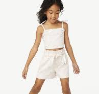 Free Assembly Girls Cropped Tank Top and Paperbag Shorts Set, 2-Piece,  Sizes 4-18