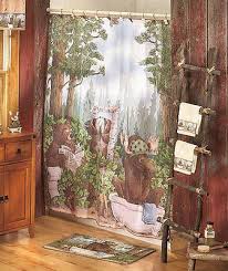 Woodland Moose Bears In The Woods Shower Curtain Bathroom Bath Decor Bear Bathroom Decor Wildlife Shower Curtains Lodge Decor