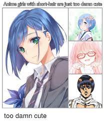 Anime art black cartoon cut image 3624545 by loren. Anime Girls With Short Hair Are Fust Too Damn Cute Anime Meme On Me Me
