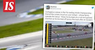 Watch as karter luca corberi throws his bumper at opponent paolo ippolito in anger after crashing in karting world championships kz final. The Go Kart Driver Got Confused And A Mass Battle Broke Out In Italy A Finnish Driver Saw Next To A Brawl It Had Quite A Lot Of Crowds Teller Report