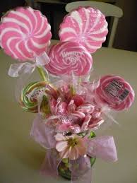 Could Use Candy As Centerpiece Instead Of Candy Station Candy Centerpieces Lollipop Centerpiece Tea Party Birthday