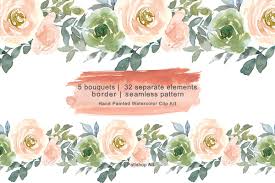 Floral seamless pattern pink flower background vector. Peach Green Watercolor Floral Set Floral Watercolor Green Watercolor Floral Sets