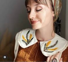 Detachable Collar, Embroidered Collar, Peter Pan Collar, Personelized Bow,  Peter Pan Collar, Vintage Collar, Mimosa, Gift for Mother's Day