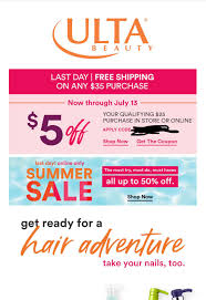 Maybe you would like to learn more about one of these? Ulta 5 Off 25 Coupon Plus 35 Free Shipping Check Your Email Fine Print Says This Coupon Valid On All Regular And Sale Merchandise Muaonthecheap