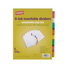 Click here to go back to part 1. Staples Big Tab Insertable Paper Dividers 8 Tab Multicolor 13492 11123 Staples
