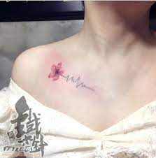 樱花纹身锁骨纹身女生纹身图案心电图纹身武汉老师傅纹身店铁木针刺青私人订制流行纹身图案品牌刺青店步行街纹身tattoo tattoos watercolor tattoo watercolor