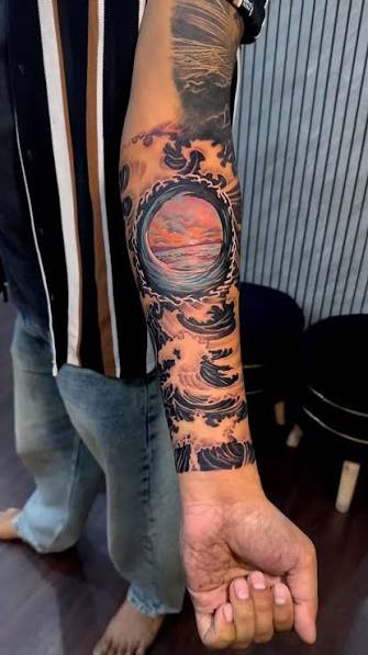 Ocean Waves Tattoo • 700+ reels on Instagram