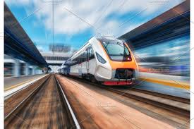High Speed Train In Motion On The Speed Training Train Rolling Stock