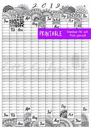 Printable 2019 Wall Planner 2019 Calendar Large Wall Calendar 2019 Planner Year Planner Wall Planner Year Cal Wall Planner Diy Calendar Wall Diy Calendar