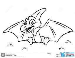 Dinosaur Pterodactyl Coloring Page Cartoon Illustrations Stock In Cartoon Pterodactyl Coloring Pages Free Download