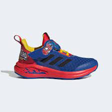 Single strap design with comfortable and roomy fit works well for narrow and wide feet. Adidas Fortarun Super Hero Shoes Blue Adidas Us