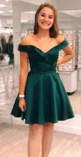 Simple Off The Shoulder Short Hunter Green Homecoming Dress Short Green Dress Homecoming Dresses Cheap Homecoming Dresses