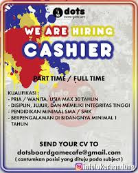 Sejak berdiri 10 tahun lalu, sinar mas mining agresif memperluas skala bisnisnya. Lowongan Kerja Part Time Full Time Cashier Dots Board Game Cafe Bandung November 2020 Info Loker Bandung 2021