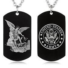 Fayerxl St Saint Michael Archangel Prayer Marine Corps Air Force Army Navy Coast Guard Dog Tag Necklac St Michael Archangel Prayer St Michael Navy Coast Guard