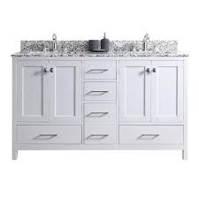 Bathroom vanities & hardware welcome to the vanity shop; Virtu Usa Caroline Madison 60 In W Bath Vanity In White With Granite Vanity Top In Arctic White Granite With Square Basin Gd 28060 Awsq Wh Nm The Home Depot