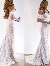 Lace Wedding Dresses Sheath Off The Shoulder Short Sleeve Romantic Beach Bridal Gown Jkw348 Lace Mermaid Wedding Dress Wedding Dresses Bridal Dresses
