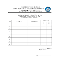 Daftar nama dan kelas peserta mpls daftar hadir peserta didik mpls link : Contoh Daftar Hadir Pemateri Mpls 1
