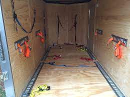 Aluminum swing flip out light enclosed cargo race car trailer shop garage accessory cabinet comonents black review. Outfitted My New Cargo Trailer With E Track And A Variety Of Straps And Hooks Cargo Trailer Camper Enclosed Trailer Camper Cargo Trailers
