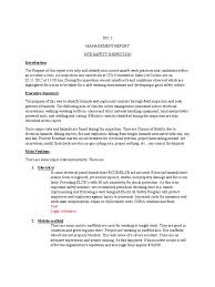 Savesave safety inspection report for later. Management Report Igc 3