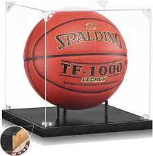 Clear Acrylic Full Size Basketball Display Case with Black Base