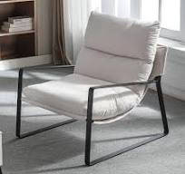 Kursi berlengan aksen Linen Modern, kursi Sofa tunggal lapis kain lembut  dengan dasar logam yang dapat dilepas