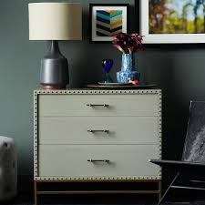 Nailhead 3 Drawer Dresser Bedroom Night Stands Modern Bedroom Dressers Dresser Drawers
