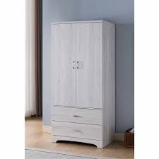 Complete your bedroom space with this armoire closet and keep all of your clothing organized in style. Q Max Freestanding 2 Door Armoire With 2 Drawer Contemporary Wardrobe