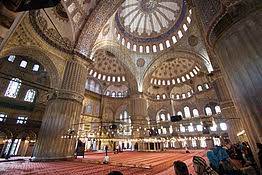 Blue and yellow mosque interior. Sultan Ahmed Mosque Wikipedia