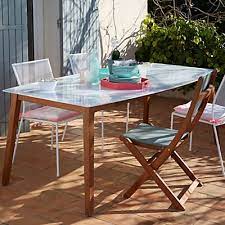 gardena table de jardin en eucalyptus et verre mobilier jardin jardins salon de jardin