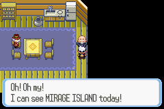 It only appears in pokémon ruby. Pokemon Ruby Sapphire Mirage Island