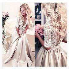 Pin By Trendy Style Usa On Weeding Dress Idea Sheer Wedding Dress Wedding Dress Champagne Evening Dresses Vintage