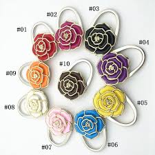 Rose Flower Bag Hanger Wholesale Folding Foldable Lady Girl Handbag Table Desk Hanger Hook Purse Table Hanger Holder Great Gift For Birthdays Christmas Weddi