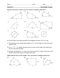 This is the currently selected item. Fillable Online Practice 8 2 Special Right Triangles Find The Value Of Each Fax Email Print Pdffiller
