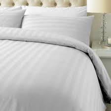 Crisp white or ivory linens are framed in tailored, double rows of satin stitching. Hotel Quality Satin Striped Duvet Cover 300tc Satin Stripe Duvet Covers