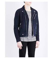 The Kooples Biker Collar Suede Jacket In Nav01 Modesens Suede Jacket Men Jackets Suede Jacket