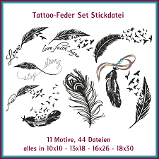 Federn sind nicht nur für die indianer tief symbolisch. Tattoo Feder Set Stickdateien Rock Queen Stickdateien