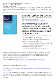 They attribute the rise in cancer to the depleted uranium in us bombs. Pdf Environmental Pollution By Depleted Uranium In Iraq With Special Reference To Mosul And Possible Effects On Cancer And Birth Defect Rates