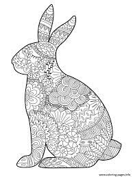 Rabbit bunny forest coloring adult coloriage colorir. Easter Bunny Adult Zentangle Coloring Pages Printable