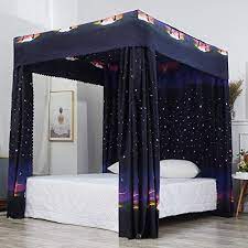 Grey colour can offer you with the best shading operation. Amazon Com Mengersi Galaxy Star Four Corner Post Bed Curtain Canopy Bedroom Decoration For Girls Adults Windproof Lightproof Bed Canopies Child Gift Queen Black Kitchen Dining